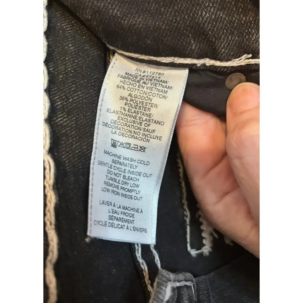 True Religion Ricky Relaxed Straight Jeans Size 38 ✨ Acid Wash Black Gray Y2K